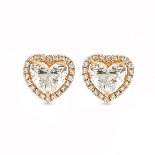 18K Lab-Grown Diamond Heart Stud Earrings in Yellow Gold