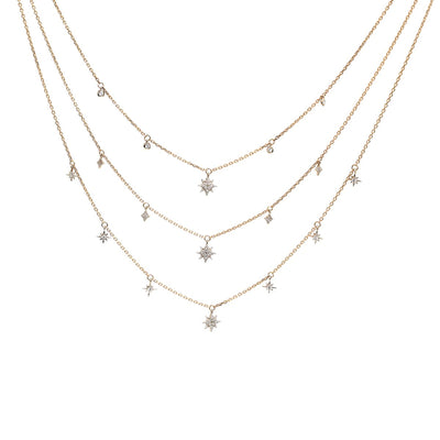 Celestial Diamond Layered 18K Yellow Gold Necklace