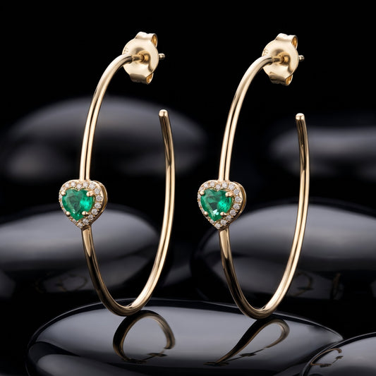 Frostlight Hoops Gemstone Diamond Earrings in 14K Yellow Gold