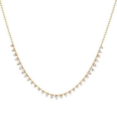 Elegant Diamond Fringe 14K (18K Custom) Yellow Gold Necklace