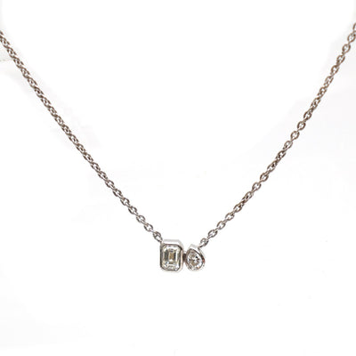 Minimal Diamond Duo 18K White Gold Necklace