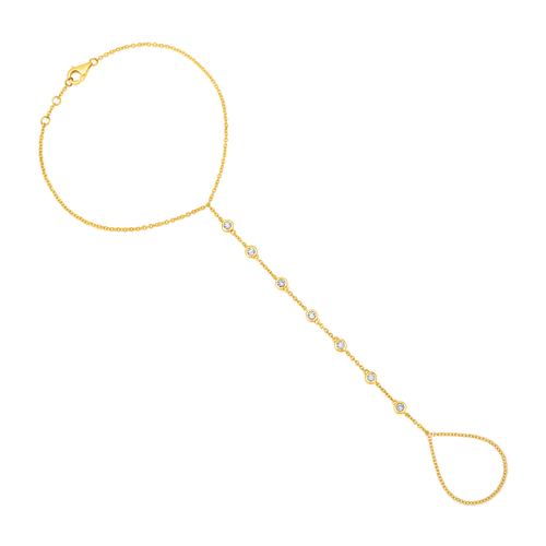 7-Diamond Hand Chain in 14K Yellow Gold