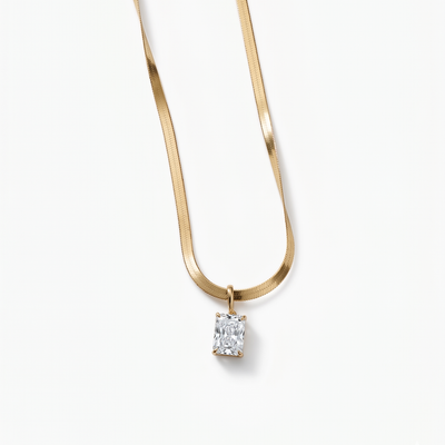 Radiant Signature Herringbone 14K Yellow Gold Necklace