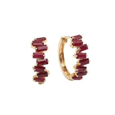 Ruby Hoop Earrings in 18K Yellow Gold