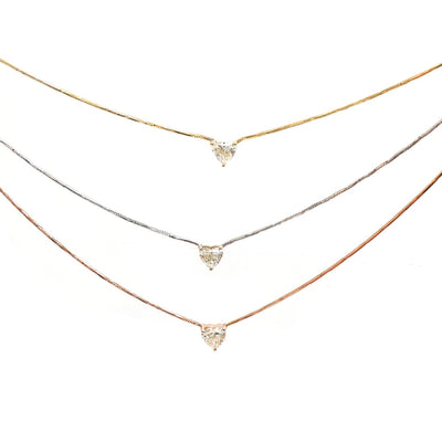 Luxury Heart Cut Diamond 18K Gold Solitaire Necklace