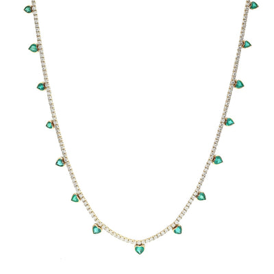Timeless Emerald 18K Natural Diamond Yellow Gold Statement Necklace