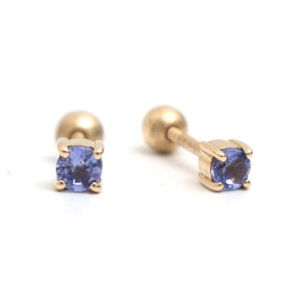 Tanzanite 14K (18k Custom) Yellow Gold Stud Earrings