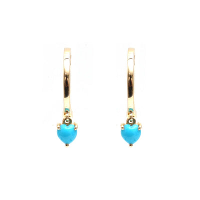 Turquoise Drop 18K Yellow Gold Hoop Earrings