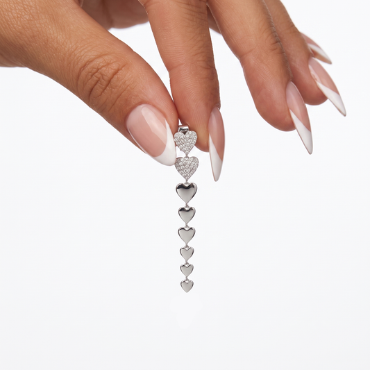 Glistening Diamond Embrace Drop Earrings in 14K White Gold