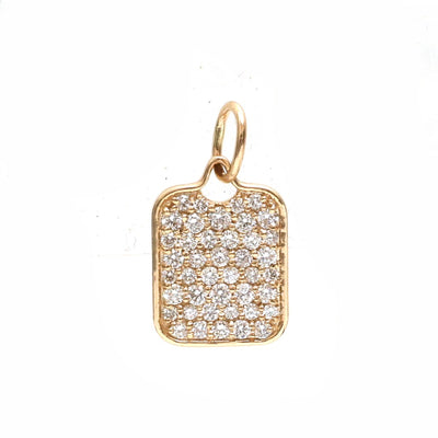 Diamond Rectangle Tag 14K (18K Custom) Yellow Gold Pendant Necklace