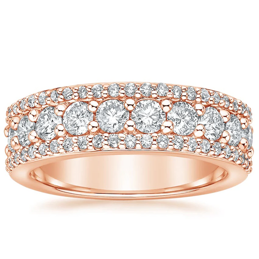 Round Cut Diamonds Shared Prong Setting Ring in 14K Gold