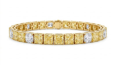 8.00 CTW Princess Cut Lab-Grown Yellow & White Diamond Tennis Bracelet