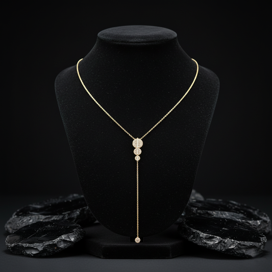 Baguette Knot Diamond Lariat Necklace in 14K Yellow Gold