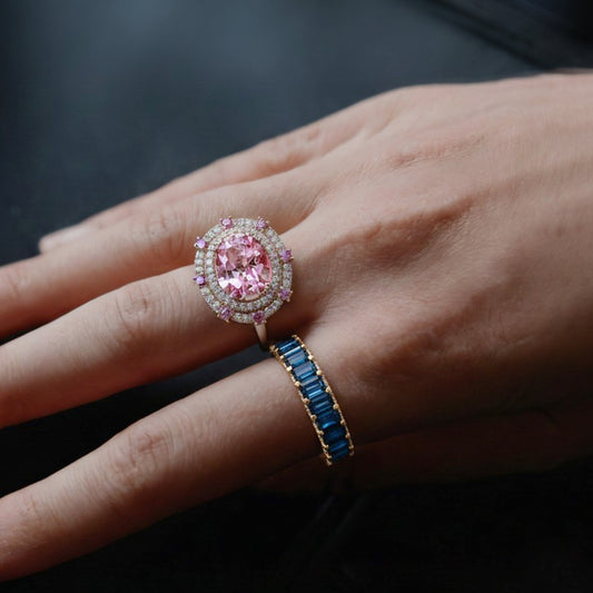 Emerald-Cut Royal Blue Sapphire Eternity Ring in 14K Yellow Gold