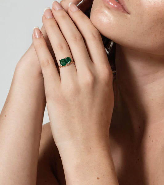 Emerald Gemstone Ring in 14K Yellow Gold