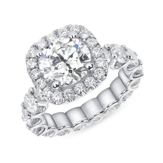 Cushion Halo Diamond Bridal Eternity Ring in 14K Gold