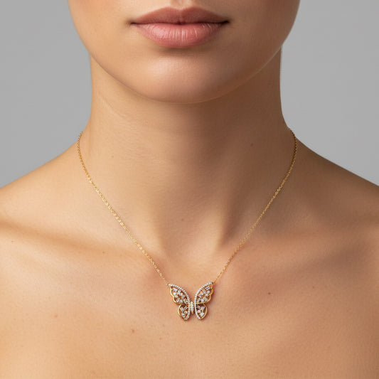 Kyanite Diamond Pendant Necklace in 14K Yellow Gold