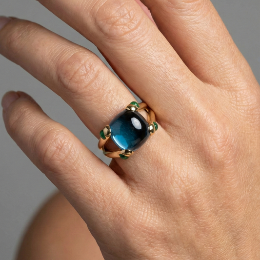 Blue Chalcedony 14K Cushion Ring