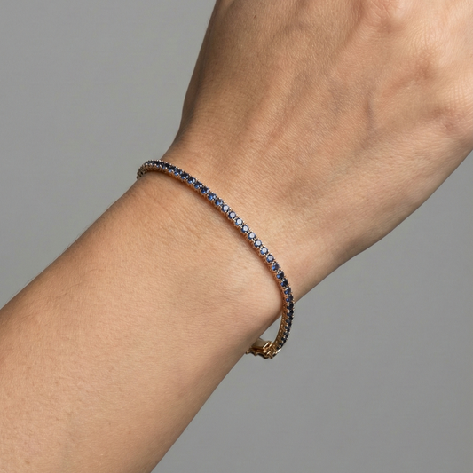 Deep Tide Blue Sapphire 14K Yellow Gold Tennis Bracelet