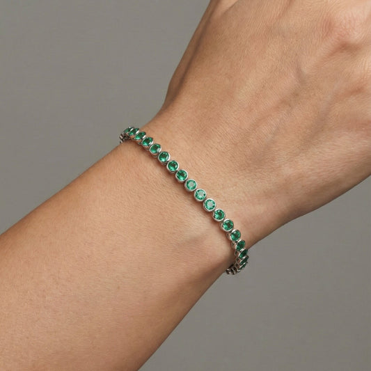 Elegant 14K Emerald & White Gold Bracelet