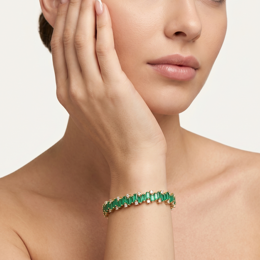 Emerald Line Diamond Accent 14K Gold Tennis Bracelet
