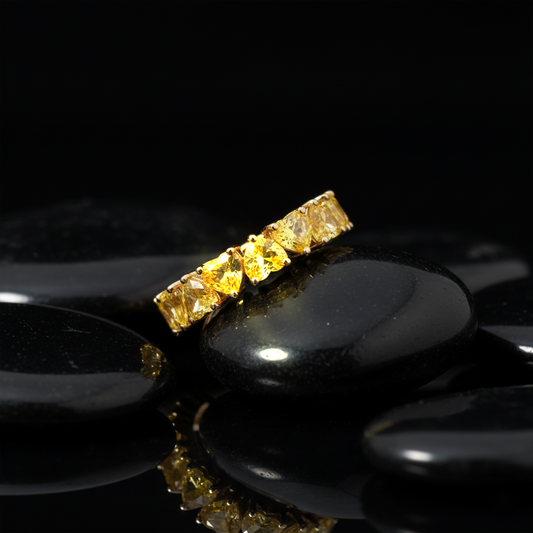 Heart Cut Lab Diamond Eternity Band Ring in 14K Yellow Gold