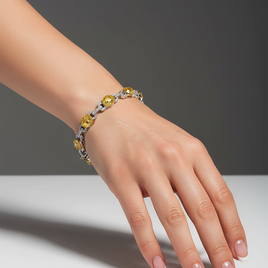 Oval Yellow Diamond Tennis Bracelet in 18K Yellow Gold
