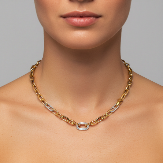 Diamond Fusion Link Necklace in 14K Yellow Gold