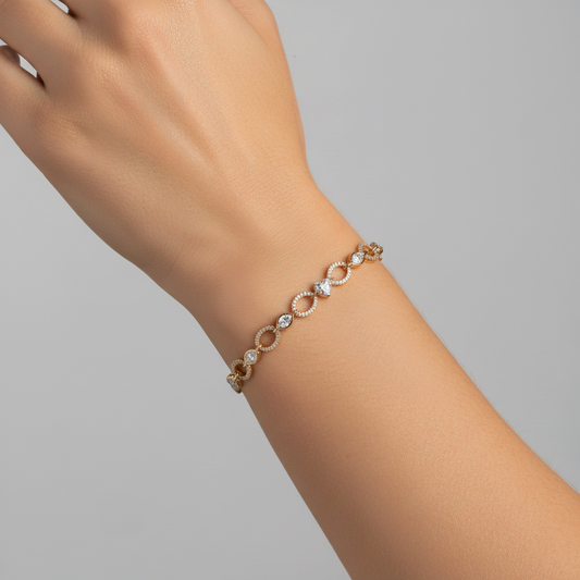 Lustrous Loops Diamond Accent Link Bracelet in 14K Gold