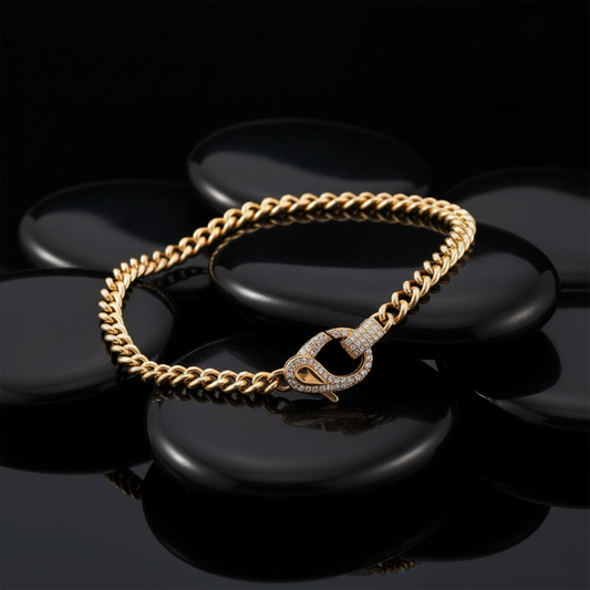 Baroque Diamond Link Bracelet in 14K Yellow Gold