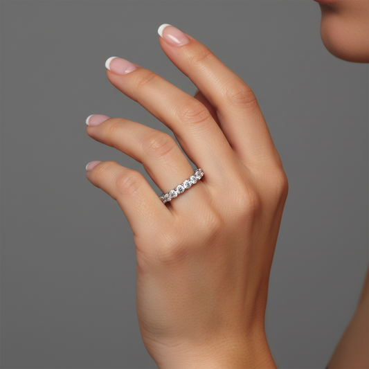Diamond Round Eternity Band Ring in 18K White Gold