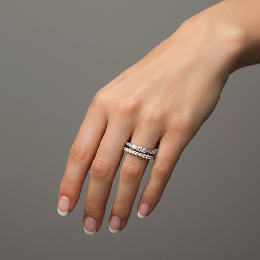 Layered Diamond Band Eternity Ring in 14K White Gold
