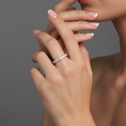 Brilliant Cut Diamonds Full Eternity Ring in 18K White Gold