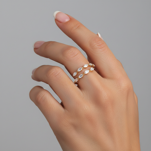 Shank Marquise Wrap Diamond Ring in 14K Yellow Gold