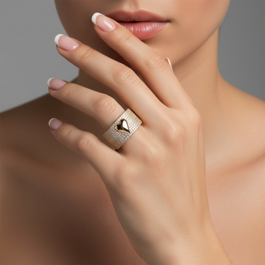 Polished Diamond Cigar Band Ring in 14K Yellow Gold