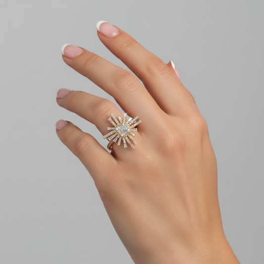 Signature Baguette Diamond Signet Ring in 14K Yellow Gold