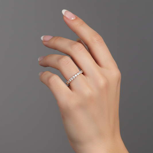 Micro Pave Diamond Eternity Band Ring in 14K Yellow Gold