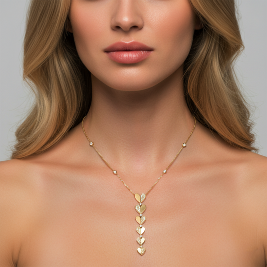 Diamond Silhouette Lariat Necklace in 14K Yellow Gold