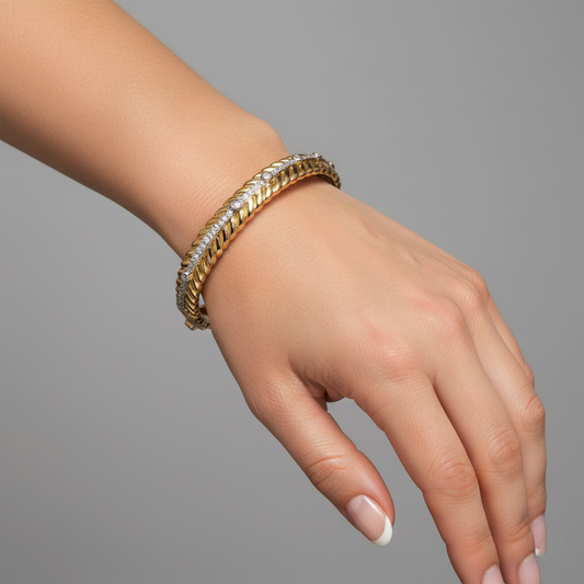 Twisted Rope Bangle Bracelet in 14K Yellow Gold