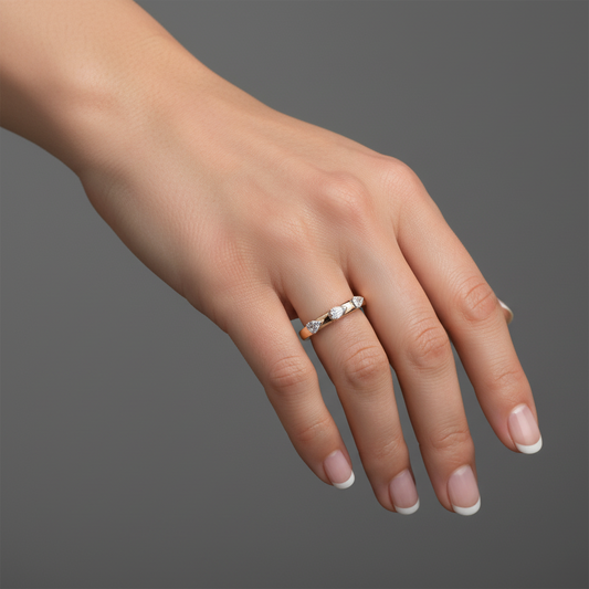 Trio Cut Diamond Accent Band Eternity Ring in 14K Yellow Gold