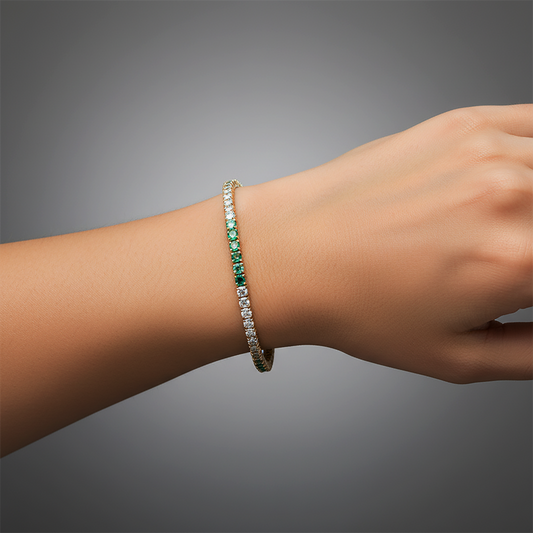 Graduated Emerald Diamond Tennis Bracelet in 14K Yellow Gold