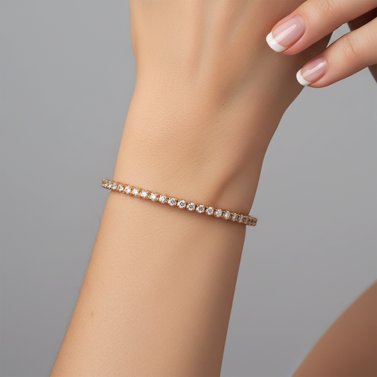 Lustrous Square Diamond Bangles Bracelet in 14K Rose Gold