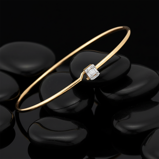 Nine Baguette Diamond Bangle Bracelet in 14K Yellow Gold