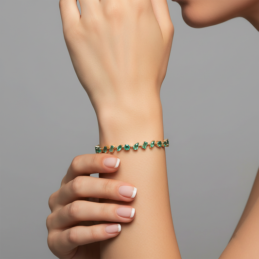 Emerald Topaz Tennis Bracelet in 14K Yellow Gold