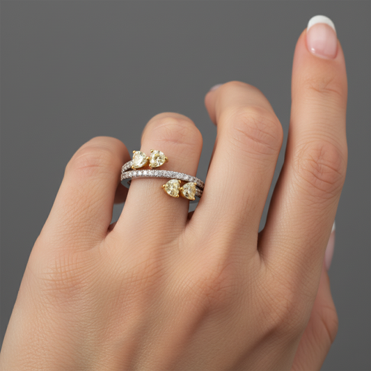 Golden Bloom Dual Band Diamond Ring in 14K Yellow Gold