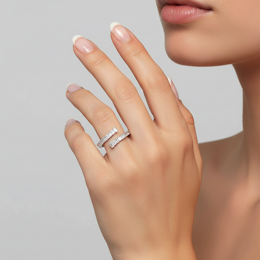 Diamond Infinity Baguette Wraparound Ring in 14K White Gold
