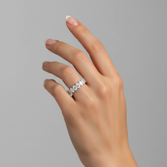 Oval Cut Diamond 14K White Gold Eternity Band Ring
