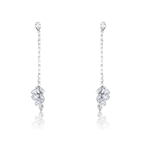 86 Round Baguette Diamonds 18K White Gold Earrings