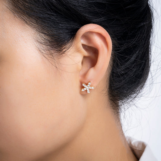 Golden Aurora Star Earrings in 14K Yellow Gold