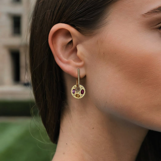 Twinkling Halo Luxe Diamond Drops Earrings in 14K Yellow Gold